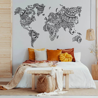 Mandala Outline World Map Decal