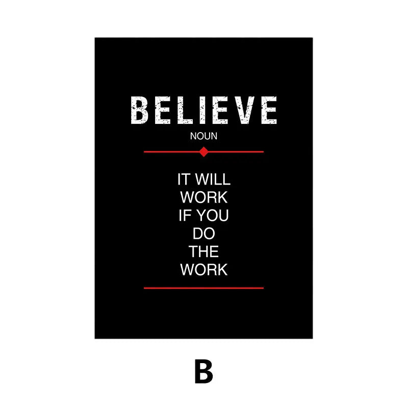 Discipline Believe Focus Inspirational Canvas
