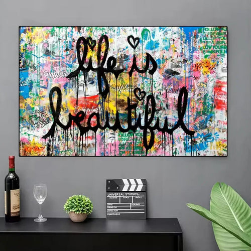 Life Is Beautiful Graffiti Canvas