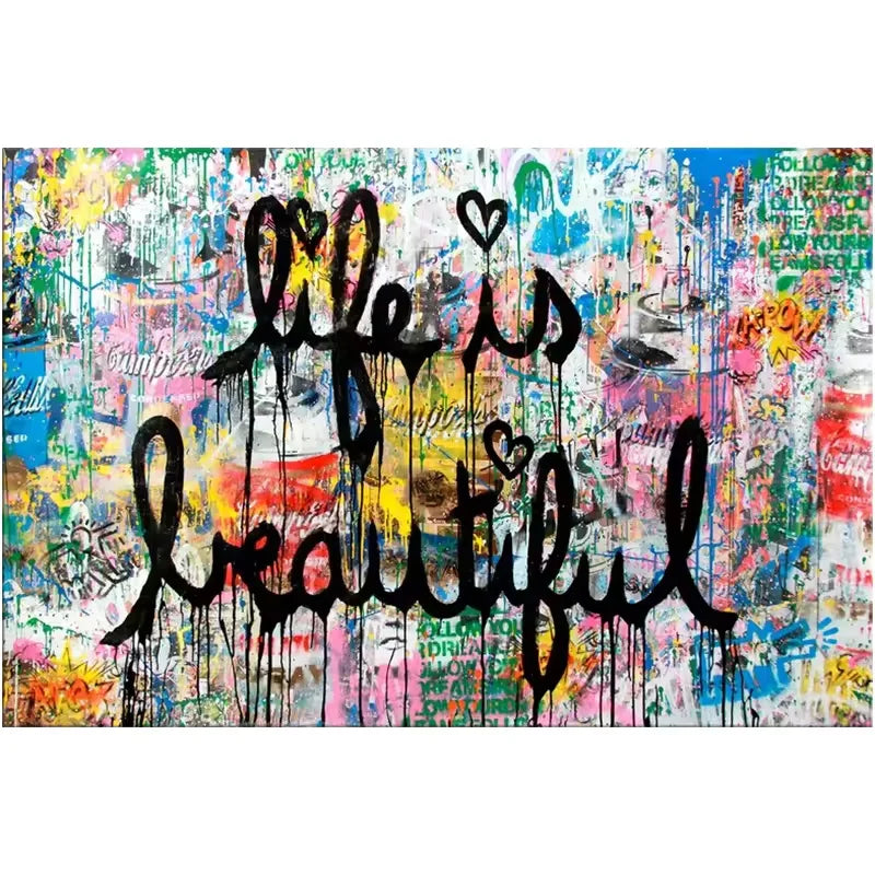 Life Is Beautiful Graffiti Canvas