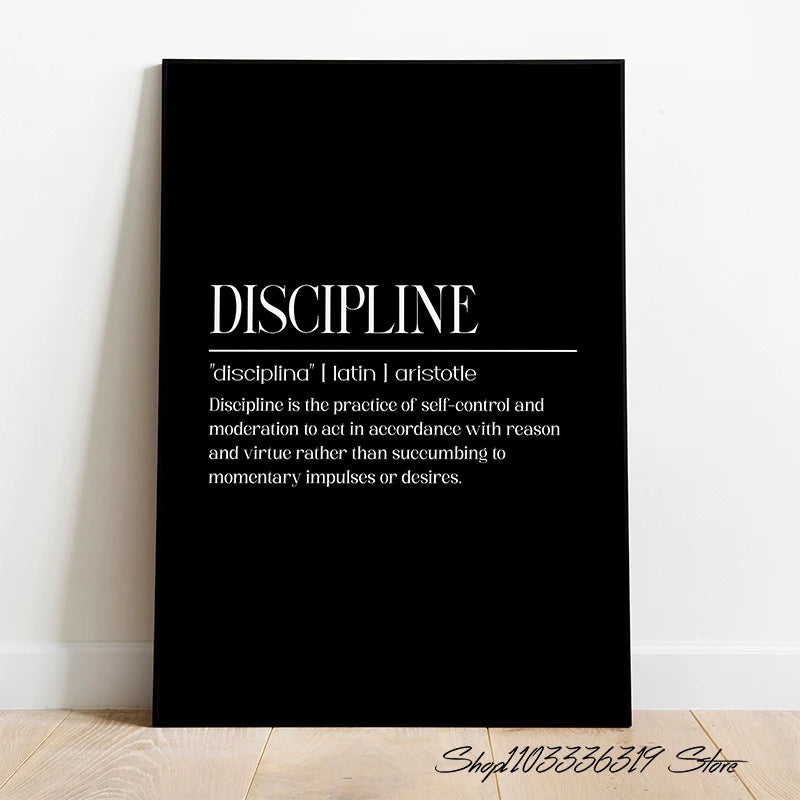 Modern Motivational Discipline Quote Canvas
