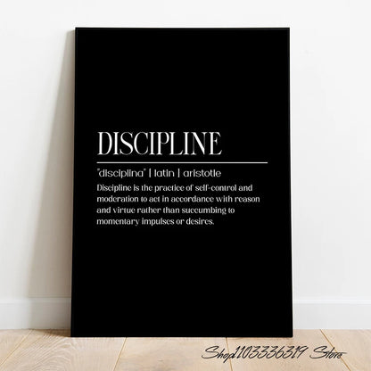 Modern Motivational Discipline Quote Canvas
