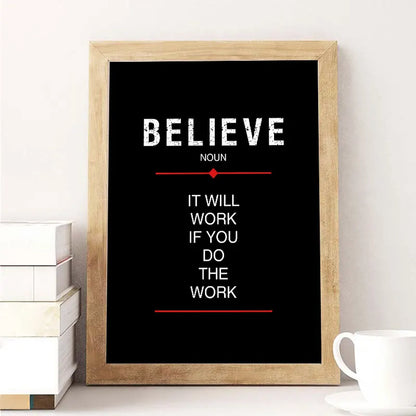 Discipline Believe Focus Inspirational Canvas