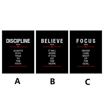 Discipline Believe Focus Inspirational Canvas